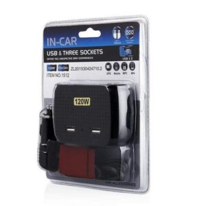 Rozbočka 3x CL + 2x USB do auta - IN-CAR - 120W