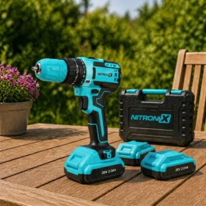 Akumulátorová příklepová vrtačka se šroubovákem NITRONIX 4787 + 2x baterie + kufřík