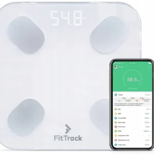 Digitální skleněná koupelnová váha FitTrack The Dara BMI - bílá