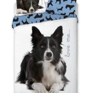 FARO Bavlněné povlečení - Border kolie - 140 x 200 cm + 70 x 90 cm - Faro