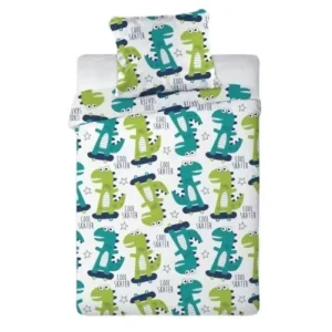 FARO Bavlněné povlečení do postýlky Dino skate - 100x135 cm + 40x60 cm