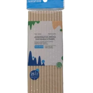 Huajie Jednorázová papírová nápojová brčka - 25 ks - béžová