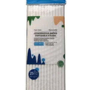 Huajie Jednorázová papírová nápojová brčka - 25 ks - bílá