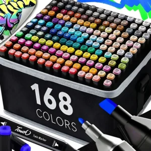 Kompletní set 168 alkoholových markerů s dvoustrannými hroty