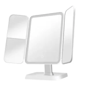 Kosmetické zrcátko NZ-911 s LED svícením a 360° otáčením - bílé