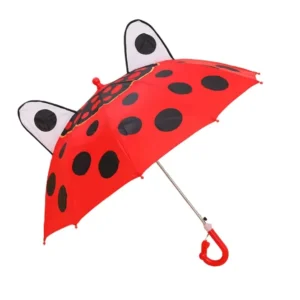 Mini deštník s oušky s motivy zvířat - červený