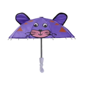 Mini deštník s oušky s motivy zvířat - purpurový