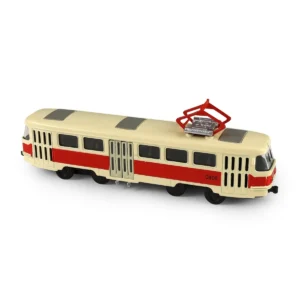 RAPPA Kovová česká retro tramvaj Tatra T3 s otevíracími středními dveřmi - 16cm - červená