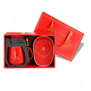 Sada keramického hrnku s elektrickým ohřívačem Lucky v dárkovém balení - red