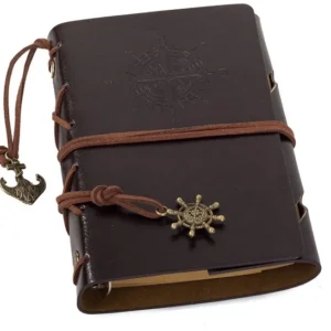 VERK Cestovatelský deník v kožených deskách - tmavě hnědý