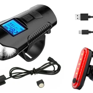 VERK LED Světlo na Kolo 3v1 - Přední/Zadní - Tachometr - Zvonek