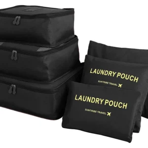 VERK Praktické cestovní tašky a organizéry na cesty - 6 ks - černé