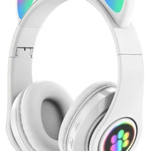 Zaparkorun Bezdrátová LED sluchátka Cat Ears - Bílá