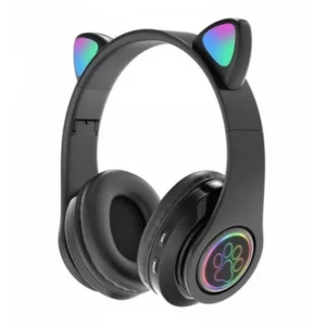 Zaparkorun Bezdrátová LED sluchátka Cat Ears - Černá