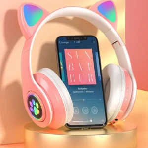 Zaparkorun Bezdrátová LED sluchátka Cat Ears - Růžová
