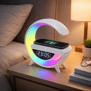 Zaparkorun Bluetooth reproduktor s LED lampou bezdrátovou nabíječkou a hodinami - BT-3401