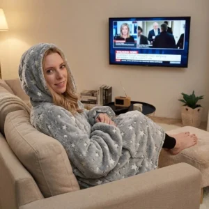 Zaparkorun Deka s rukávy a kapucí svítící ve tmě - Šedá