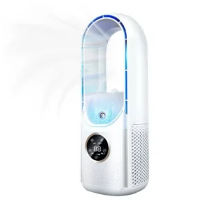 Stolní bezlopatkový ventilátor s LED osvětlením YC-S2 - bílý