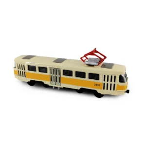RAPPA Kovová česká retro tramvaj Tatra T3 s otevíracími středními dveřmi - 16 cm - žlutá