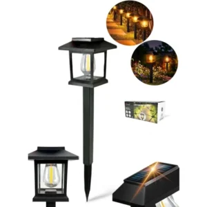 Solární LED sloupková lampa - Sunlight A6109 - 38 cm - sada 2 ks