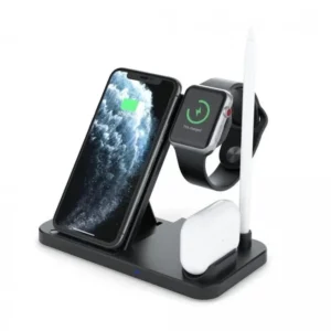 Bezdrátová nabíjecí stanice 4v1 pro iOS zařízení 10 W – černá