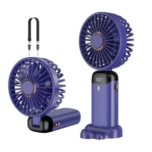 Skládací multifunkční ventilátor s LED displejem Z9 - modrý