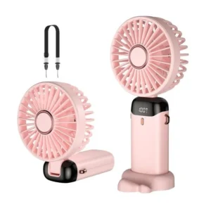Skládací multifunkční ventilátor s LED displejem Z9 - růžový