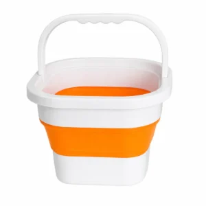 Skládací silikonový kempingový kbelík o objemu 10 litrů s uchem VERK - oranžový