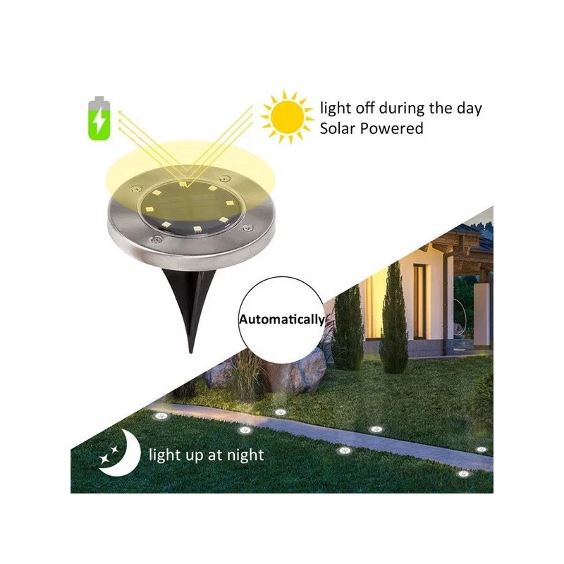 Zaparkorun Solární zahradní LED světla - 8 LED - studená bílá - 8 ks - Obrázek 2