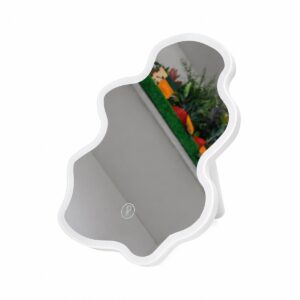 Stolní kosmetické LED zrcadlo W037 Wavy Cloud - 3 režimy svícení - bílé