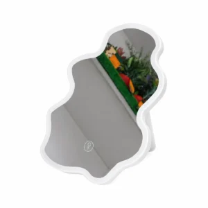 Stolní kosmetické LED zrcadlo W037 Wavy Cloud - 3 režimy svícení - bílé