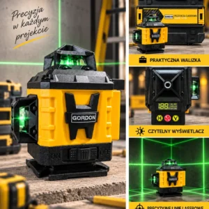Gordon Laserový nivelační přístroj - křížový laser - GORDON G1390 - 16 čárek - 360° + stativ